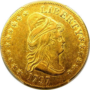 image for: 1797 Large Eagle $10 PCGS/CAC AU50