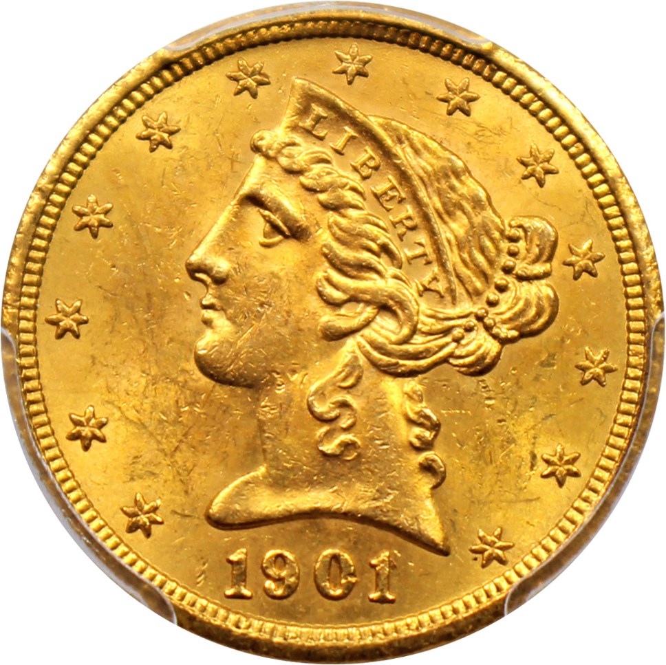 image for: 1901/0-S $5 PCGS MS63