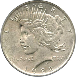 image for: Top 50 VAM: 1922 $1 PCGS AU55 (VAM-12A, Moustache)