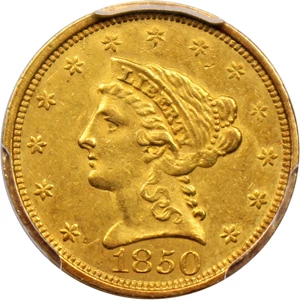 image for: 1850 $2 1/2 PCGS/CAC AU53
