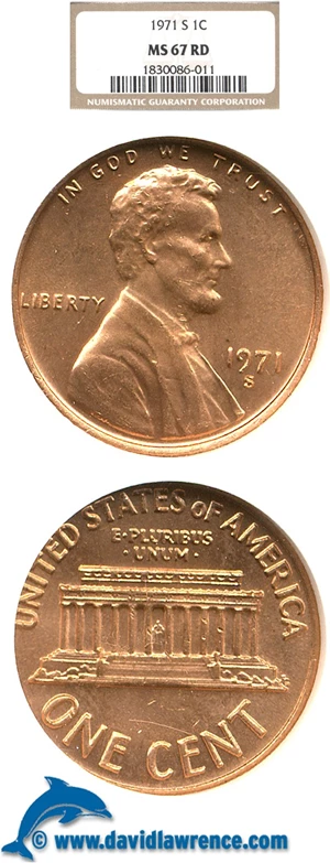 image for: 1971-S 1c NGC MS67 RD