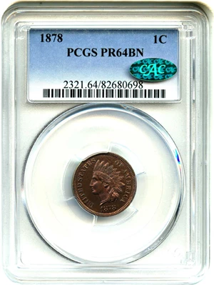image for: 1878 1c PCGS/CAC Proof 64 BN