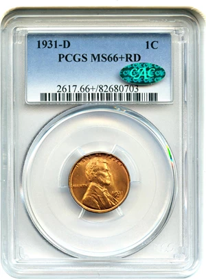 image for: 1931-D 1c PCGS/CAC MS66+ RD