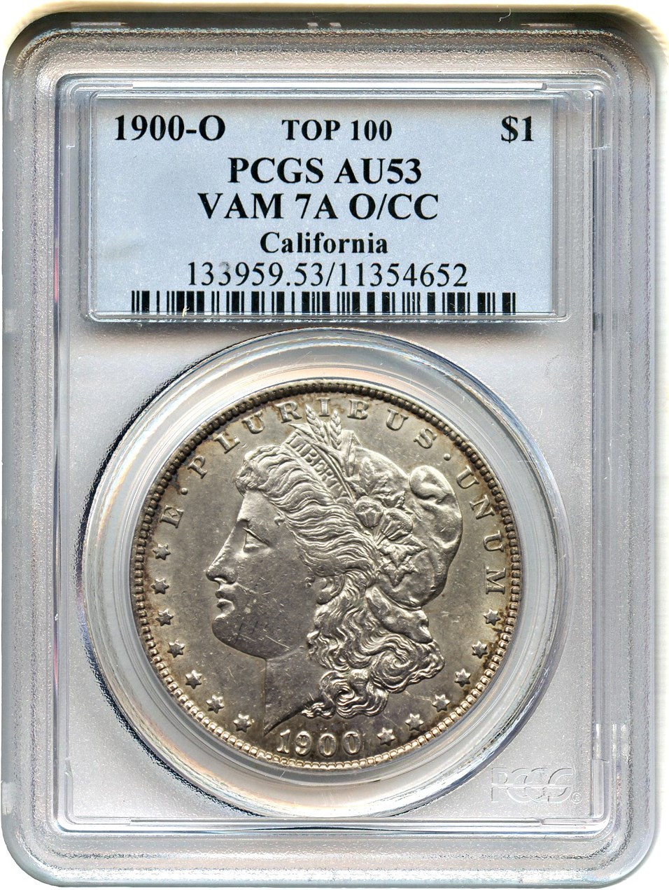image for: Top 100 VAM: 1900-O $1 PCGS AU53 (VAM-7A, O/CC)