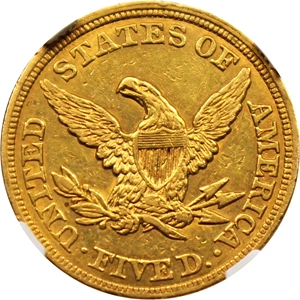 image for: 1846 $5 NGC AU55 (Large Date)