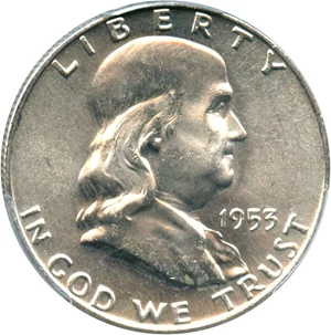 image for: 1953-D 50c PCGS MS65