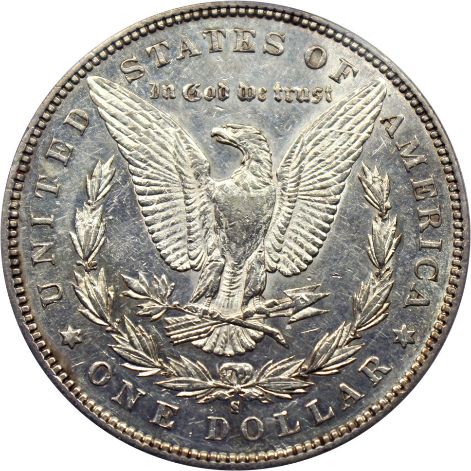 image for: Top 100 VAM: 1892-S $1 PCGS AU50 (VAM-2, Doubled Date)
