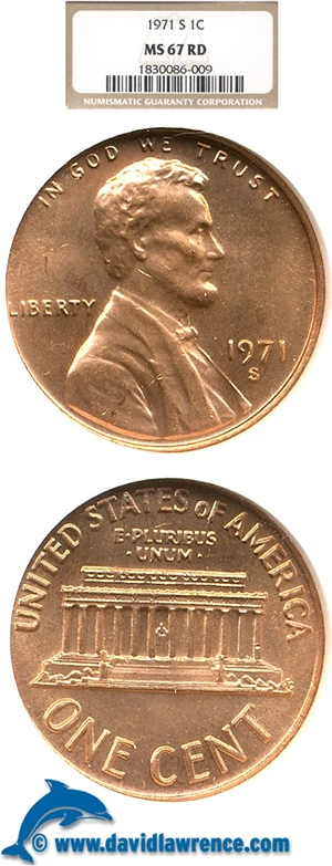 image for: 1971-S 1c NGC MS67 RD