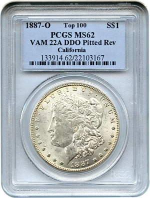 image for: Top 100 VAM: 1887-O $1 PCGS MS62 (VAM-22A, DDO, Pitted Rev)