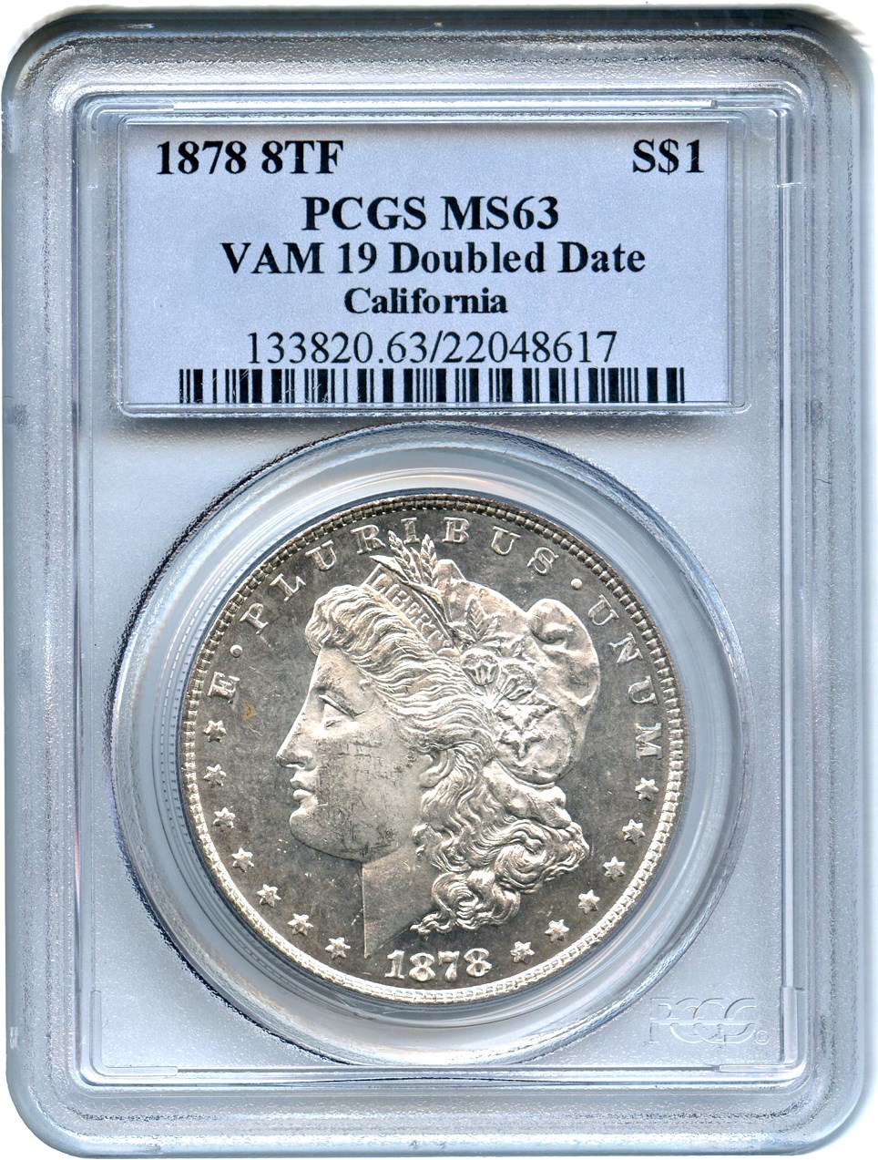 image for: 1878 8TF $1 PCGS MS63 (VAM-19, Doubled Date)
