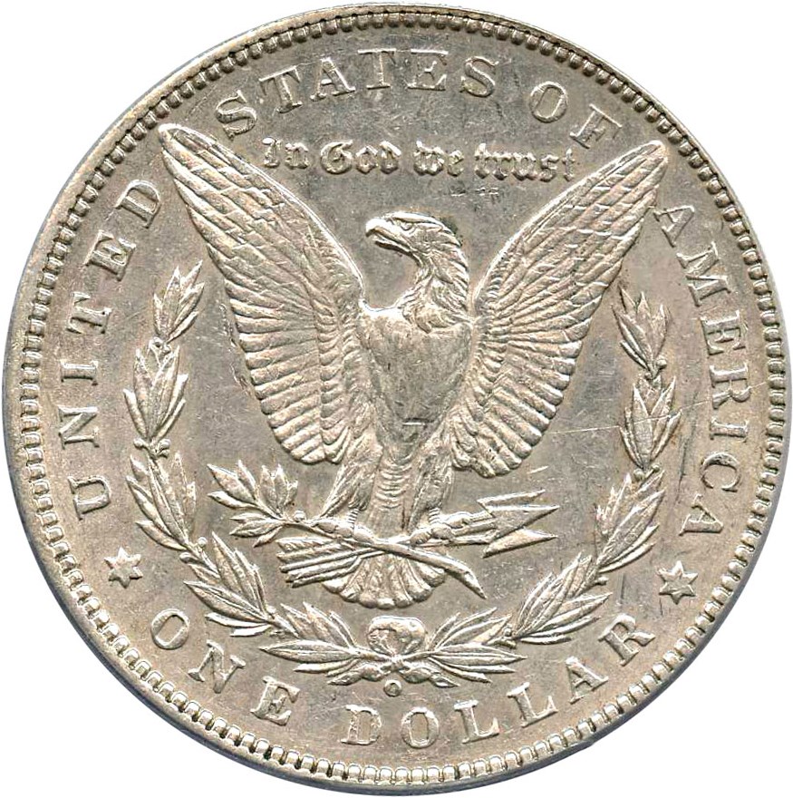 image for: Top 100 VAM: 1899-O $1 PCGS AU55 (VAM-5, Micro O, Wing Lines)