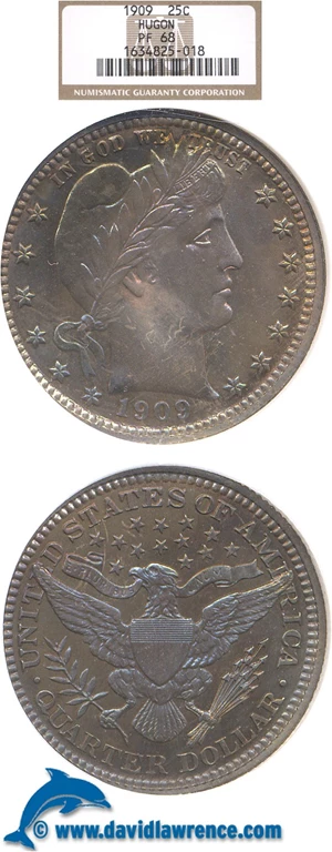 image for: 1909 25c NGC Proof 68 ex: Hugon **Color**