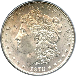 image for: Top 100 VAM: 1878 7TF $1 PCGS MS64 (Reverse of 1879, VAM-203, Short Leaf)