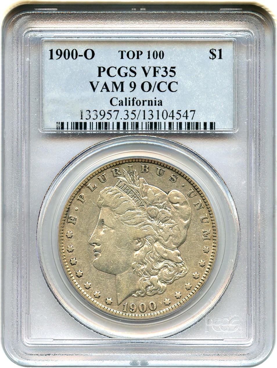 image for: Top 100 VAM: 1900-O $1 PCGS VF35 (VAM-9, O/CC)