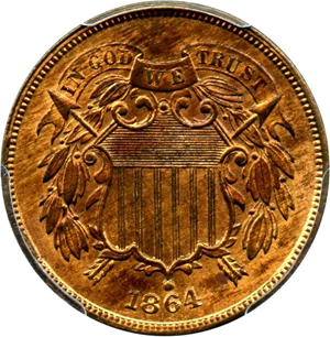 image for: 1864 2c PCGS/CAC MS66 RB (Large Motto)