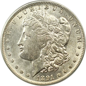 image for: Top 100 VAM: 1891-O $1 PCGS AU58 (VAM-1A, Clashed E)