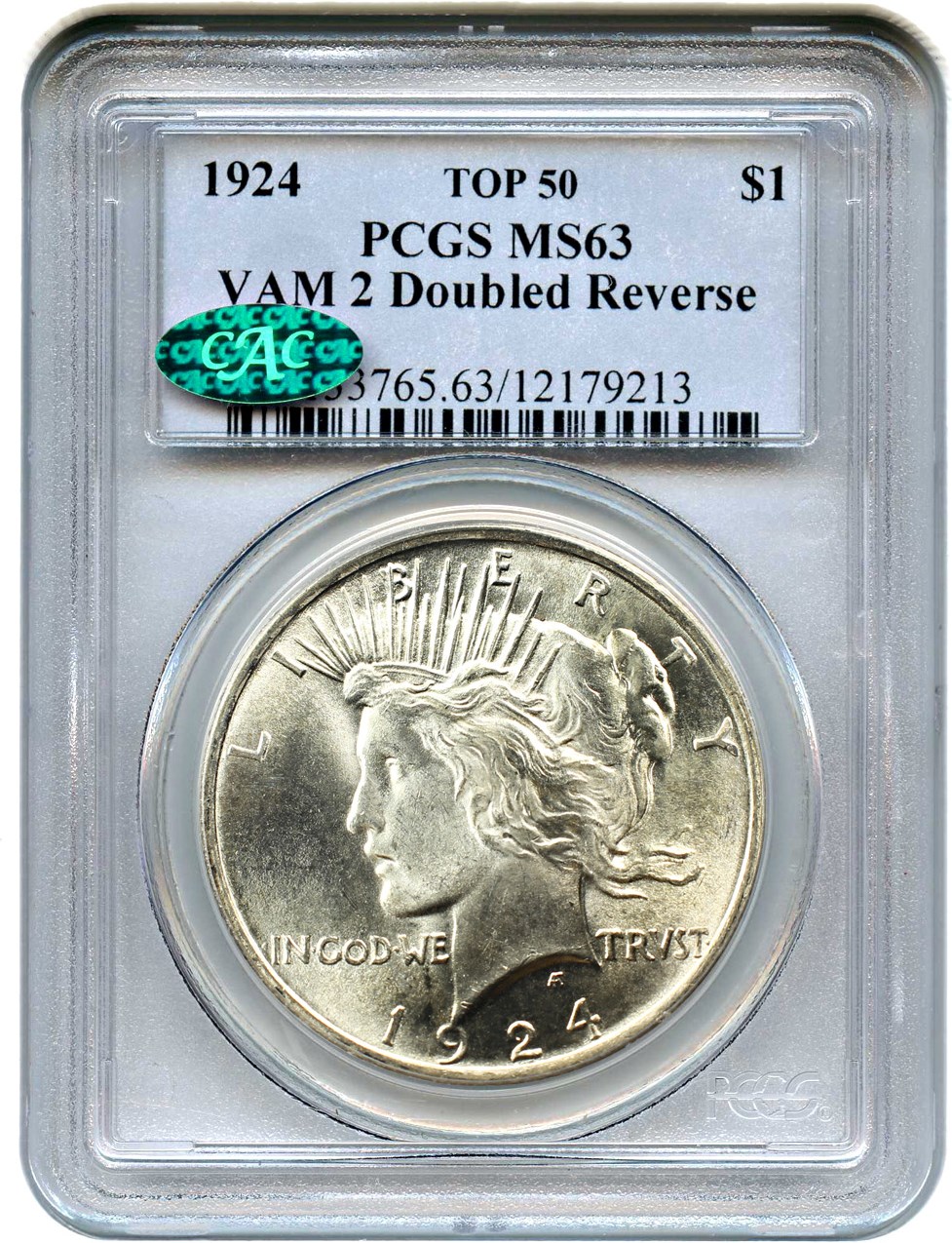 image for: Top 50 VAM: 1924 $1 PCGS/CAC MS63 (VAM-2, Doubled Reverse)