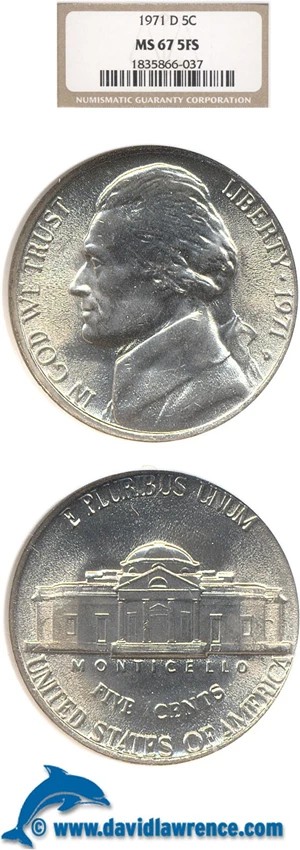 image for: 1971-D 5c NGC MS67 5FS