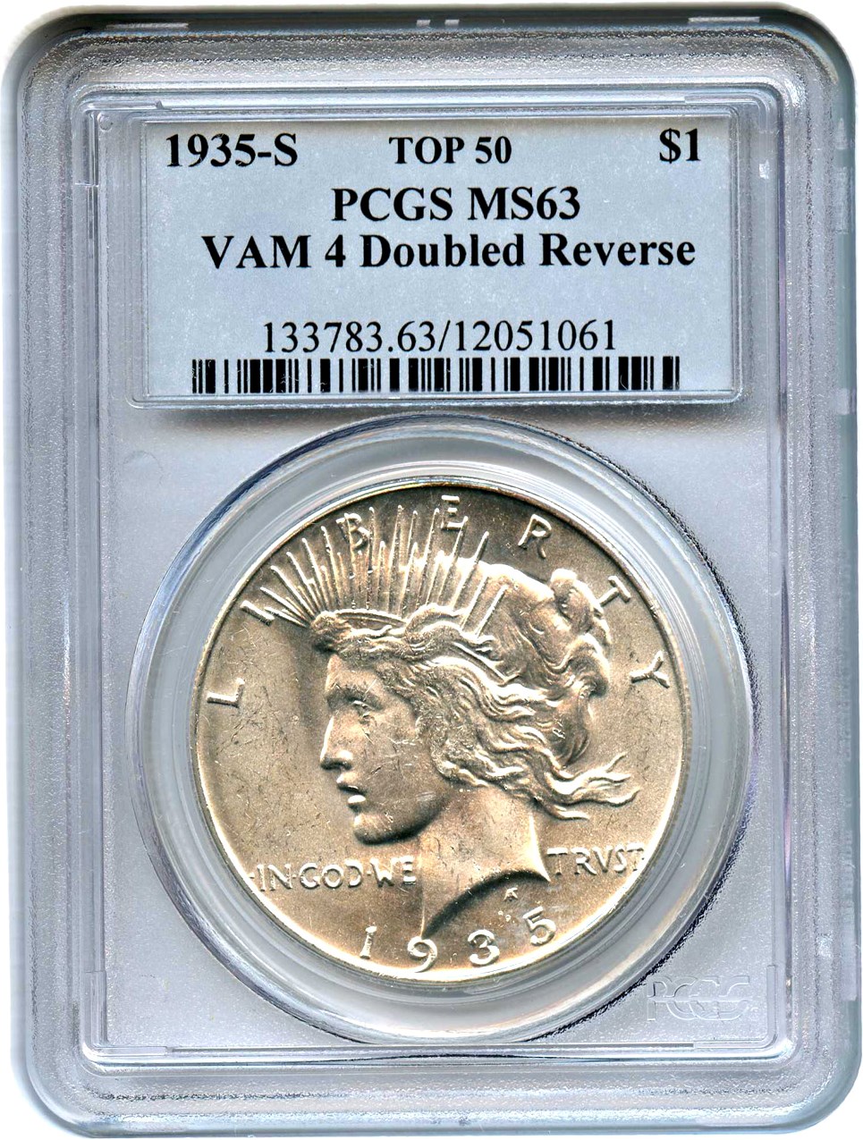 image for: Top 50 VAM: 1935-S $1 PCGS MS63 (VAM-4, Doubled Reverse)