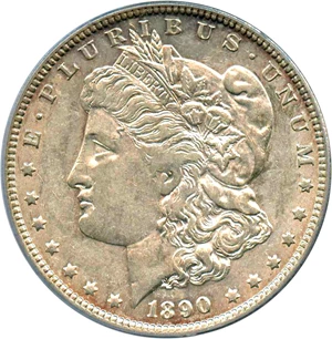 image for: 1890-O $1 PCGS AU50 (VAM-20, Doubled Ear)