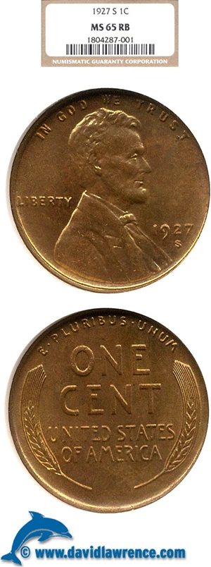 image for: 1927-S 1c NGC MS65 RB