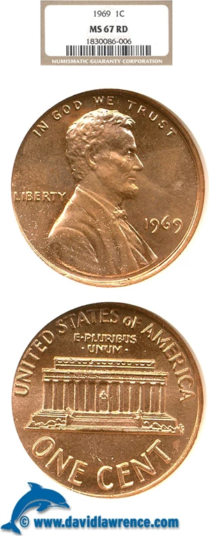 image for: 1969 1c NGC MS67 RD