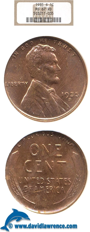 image for: 1935-S 1c NGC MS67 RD