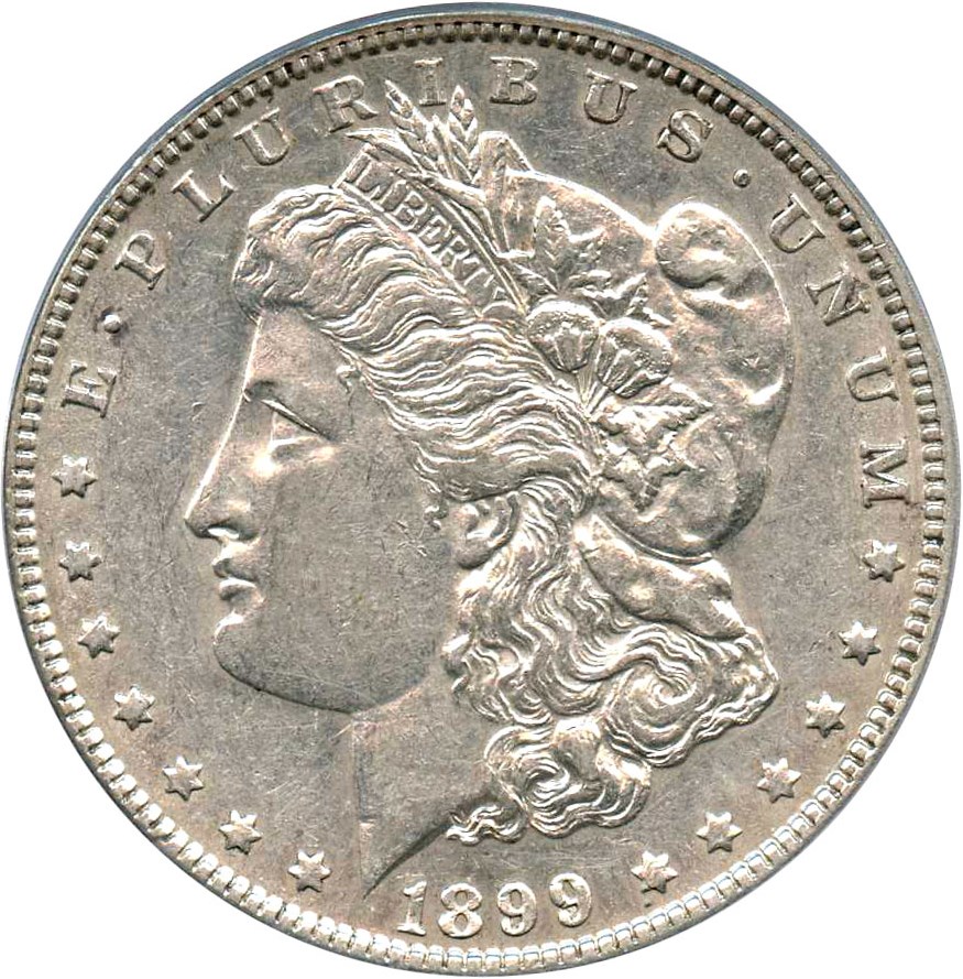 image for: Top 100 VAM: 1899-O $1 PCGS AU55 (VAM-5, Micro O, Wing Lines)