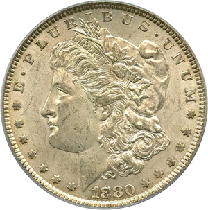 image for: Top 100 VAM: 1880 $1 PCGS AU58 (VAM-1A, Knobbed 8)