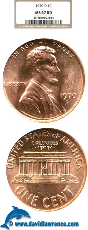 image for: 1970-D 1c NGC MS67 RD