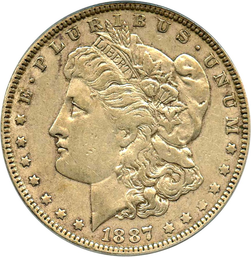 image for: Top 100 VAM: 1887 $1 PCGS/CAC XF40 (VAM-1A, Donkey Tail)