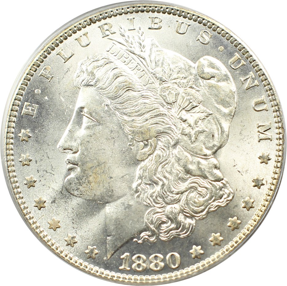 image for: Top 100 VAM: 1880 $1 PCGS MS65 (VAM-9, 8/7 Stem)