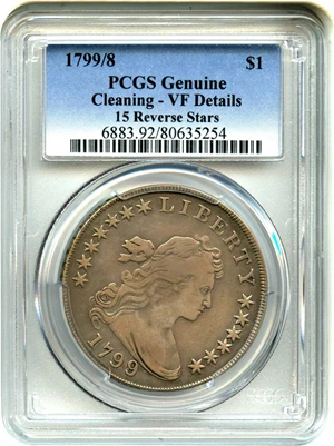 image for: 1799/8 $1 PCGS VF Details (Cleaning, 15 Reverse Stars)