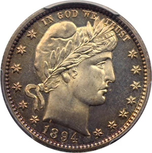image for: 1894 25c PCGS Proof 66