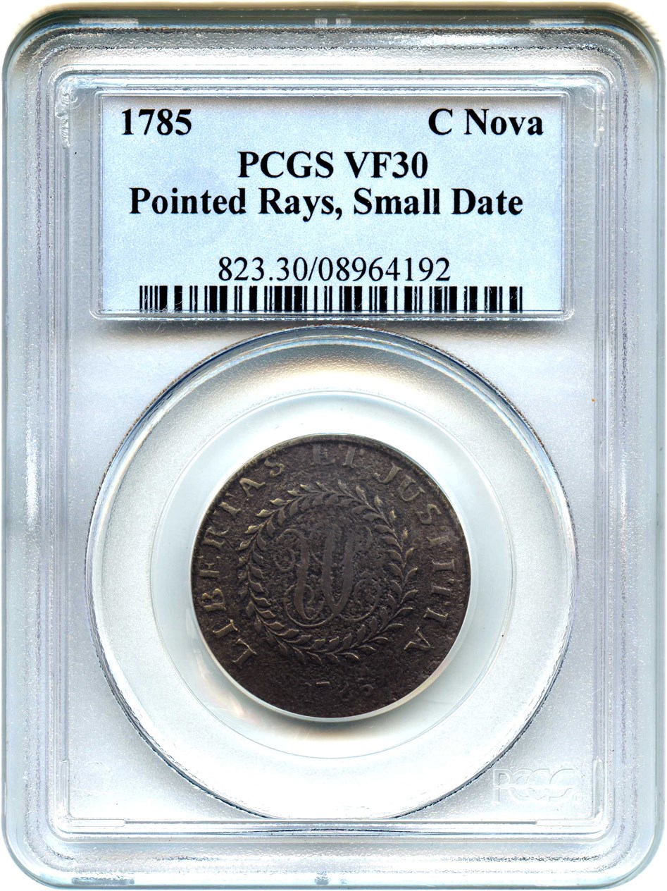 image for: 1785 Nova Constellatio PCGS VF30 BN (Pointed Rays, Small Date)