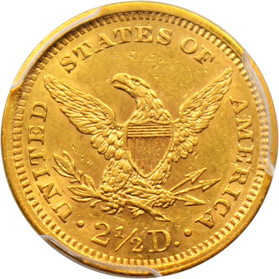 image for: 1859 $2 1/2 PCGS AU58 (New Reverse)