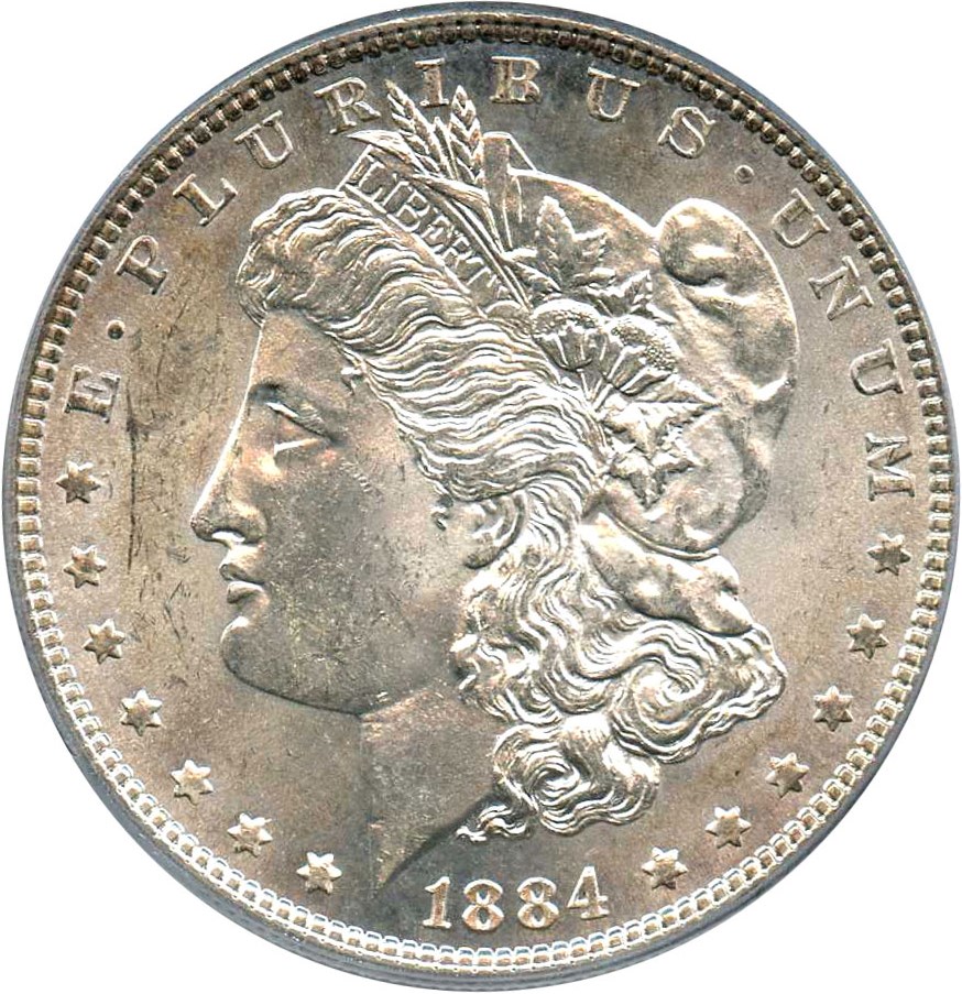 image for: 1884 $1 PCGS MS63 (VAM-4, Small Dot)