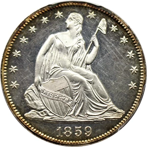 image for: 1859 50c PCGS Proof 62 Cameo