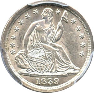 image for: 1839 H10c PCGS MS61 (No Drapery)
