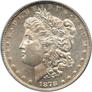 image for: 1878 7TF $1 PCGS AU58 (Reverse of 1878, VAM-117 Tripled Star)