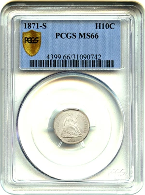 image for: 1871-S H10c PCGS MS66