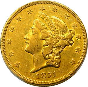 image for: 1851 $20 PCGS XF45