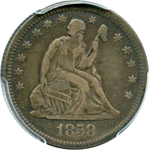 image for: 1858-O 25c PCGS VF30