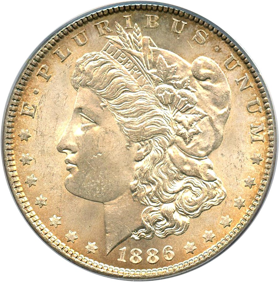 image for: 1886 $1 PCGS MS64 (VAM-21, Line in M, MPD)