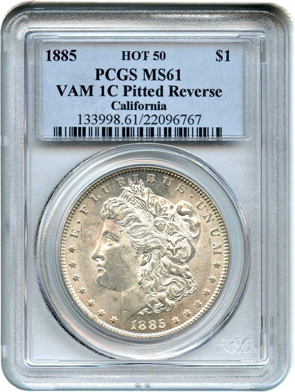 image for: 1885 $1 PCGS MS61 (VAM-1C, Pitted Reverse)