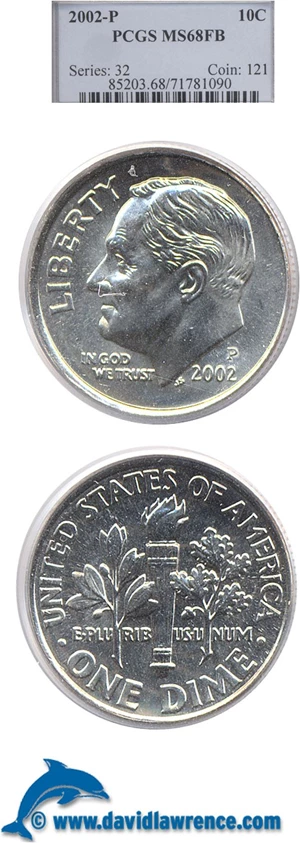 image for: 2002-P 10c PCGS MS68 FB