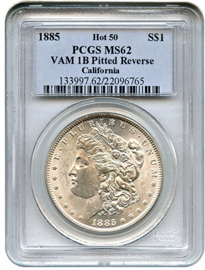 image for: 1885 $1 PCGS MS62 (VAM-1B, Pitted Reverse)