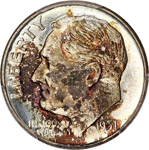 image for: 1951-D 10c PCGS MS66 FB
