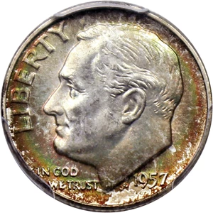 image for: 1957-D 10c PCGS MS66 FB