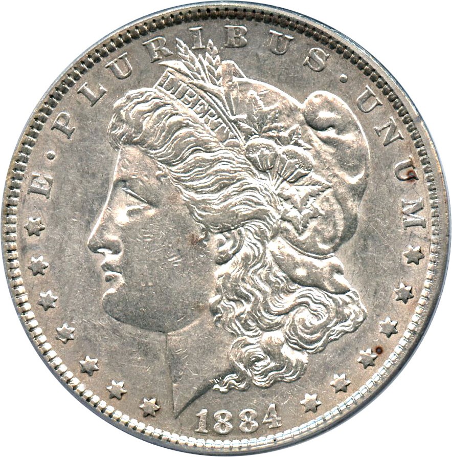 image for: 1884 $1 PCGS AU53 (VAM-5, Doubled Ear)